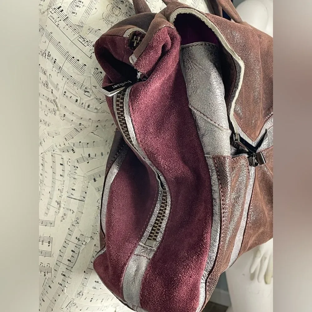 Botkier Satchel Handbag Suede & Metallic